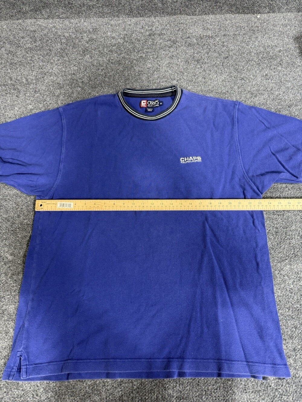Chaps Ralph Lauren T Shirt Mens XL Blue Pique Crew Neck Cotton Short Sleeve - Picture 6 of 10
